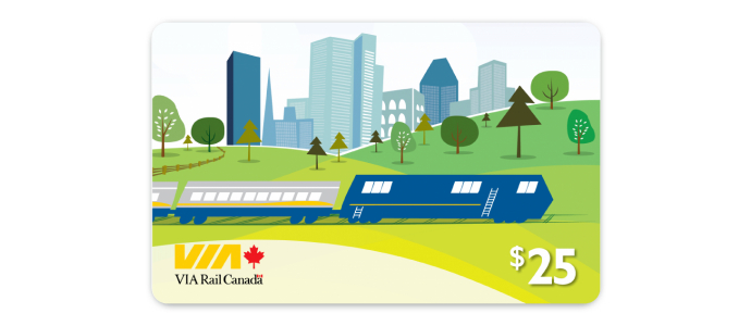 JUNE 2022 | Win 1 of 5 $25 VIA Rail Gift Cards